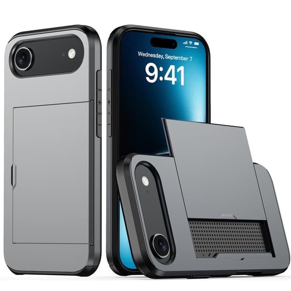 Kotelo iPhone 14 Pro Max -puhelimelle, korttipaikka, harmaa Noz27489