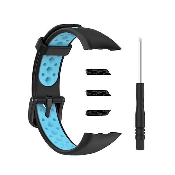 Sort Blå Sort Blå kompatibel med Huawei Band 6 / Honor Band 6 Tofarvet Silikonerem