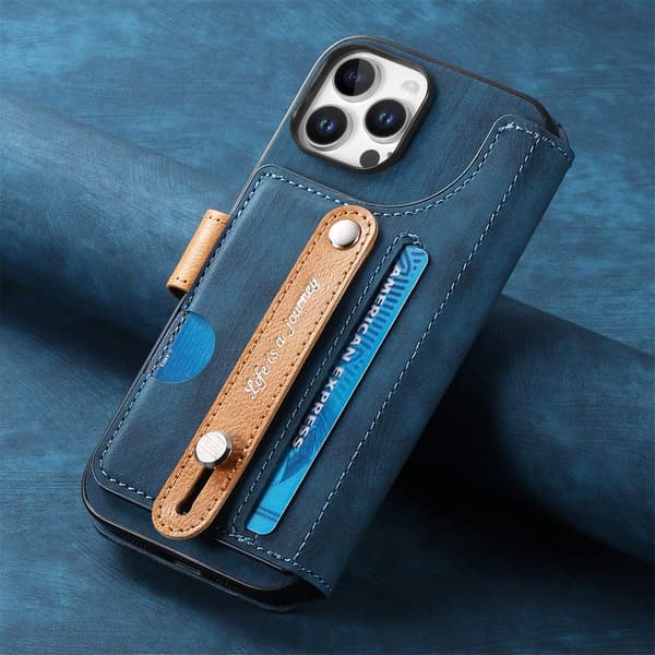 Fodral för iPhone 14 Pro blått Flip Plånboksfodral med Korthållare
