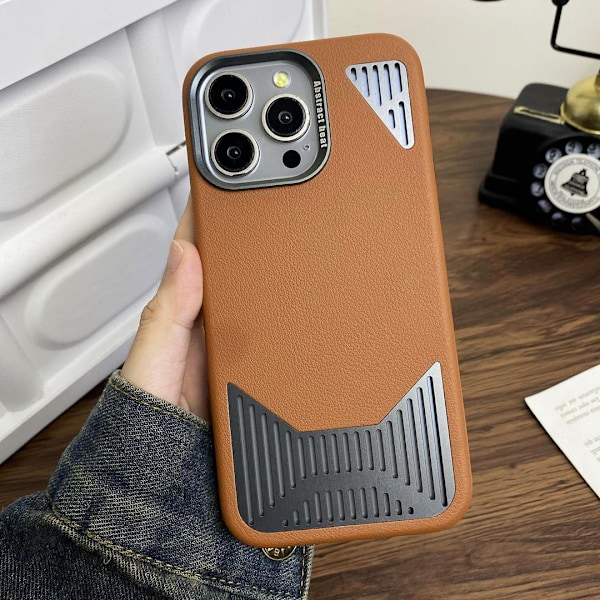 Kotelo iPhone 16promaxille, suuri linssinreikä [Mokka Ruskea] magneettinen imu Lämmönpoisto, korkealaatuinen nahka, magneettinen tekstuuri, hengittävä ja kova