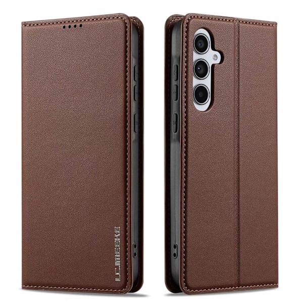 Etui til iPhone 13 Pro Max brun magnetisk lommebok med kortholder flip