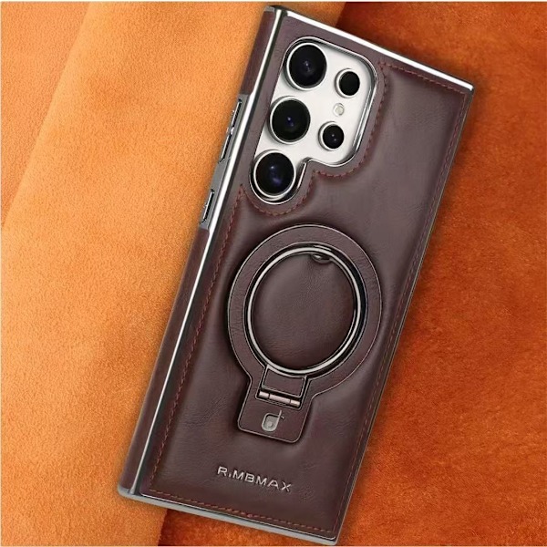 iPhone 15 -kotelo, mokanruskea [jalusta + magneettinen] Huippuluokan nahkainen magneettijalusta