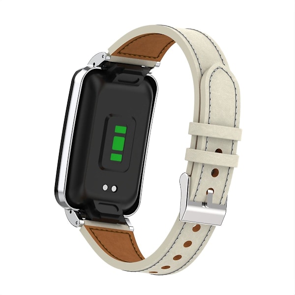 Varm Hvid Varm Hvid Lille Talje Læder Urrem kompatibel med Xiaomi Mi Band 7 Pro