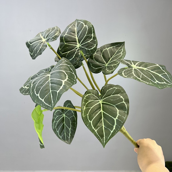 Kunstige Taro Blader for Hageanlegg, Hjemmeinnredning, Fake Planter, Bonsai, Dryppende Guanyin, Monstera Simulering Large 10 green ergot green