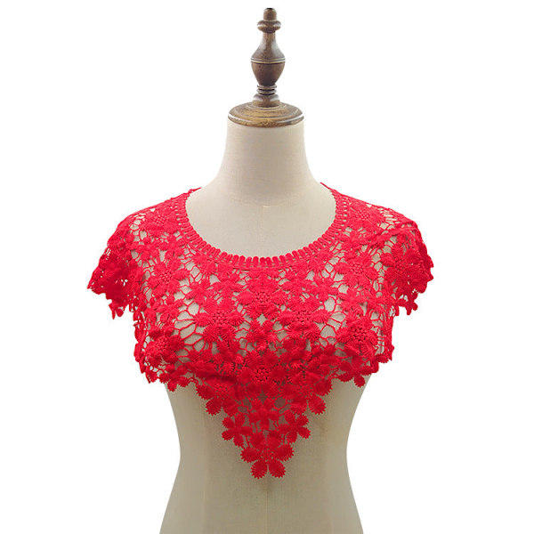 Dame falsk krage Avtakbar halv sjal Vest Melkesilke Broderi Mocha Mocha