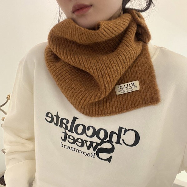 Dame falsk krage Avtakbar halvstrikket ullknappskjerf Orange 26cm