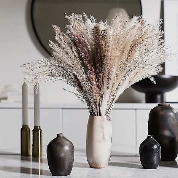 70 stk. Pampas Græs Buket - Boho Efterårsindretning - Naturligt Tørret Pampas Græs - Fluffy Pampas Græs De