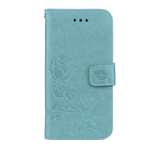 Etui til iPhone 13 Mini Mintgrønn Rose Preget 3D Preget Lommebok med Kortholder Flip