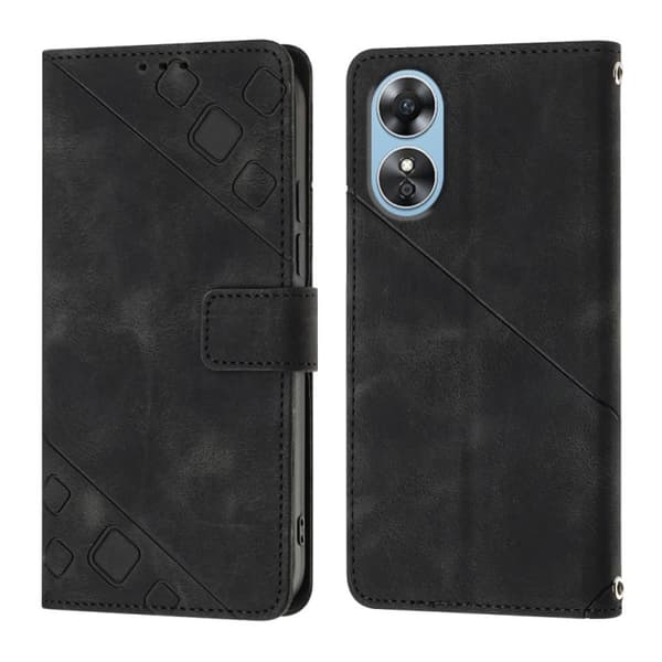 Etui til iPhone 14 sort Soft-Touch Præget 3D Præget Wallet med Kortholder Flip