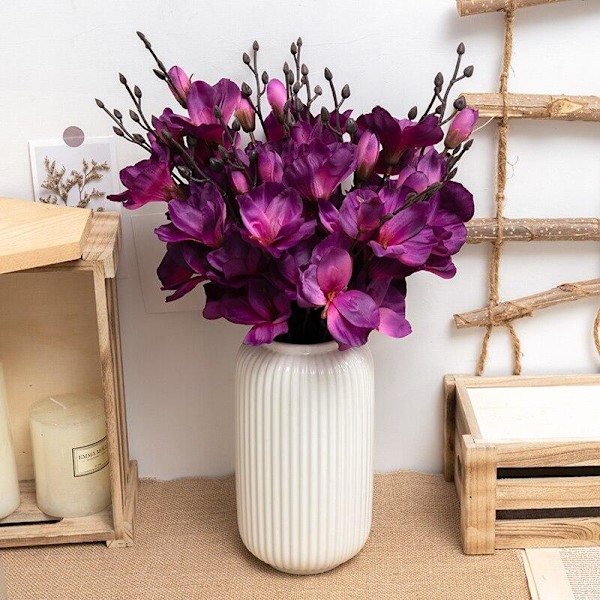 5 Grenar Simulerad Bukett Magnolia Heminredning Blomma Fotorekvisita Blomma Bröllopsdekoration Dark purple