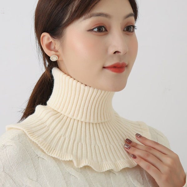 Dam Fejk Krage Varmt Nackskydd Bandana Mångsidig D [Wool scarf 2 pack] Ginger beige