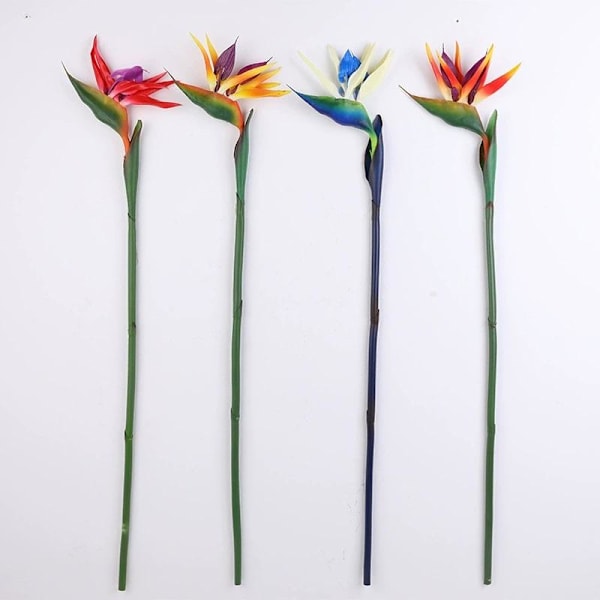 2 st Permanenta Blommor Stor Paradisfågelblomma 80cm UV-beständig Bleknar Inte Blomdelen Är Gjord av Mjukt Yellow/Orange