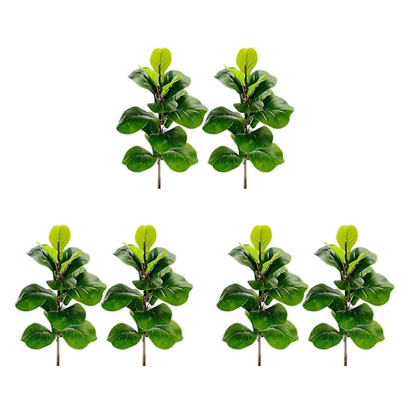 6x Kunstige Planter Fiolinbladfikentre Falsk Ficus Lyrata Tre Fake Grønne Busker Grønt For Hage P