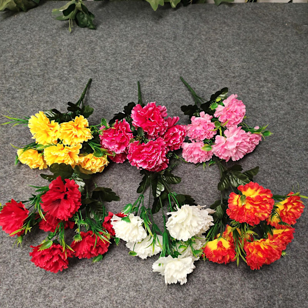 1 stk. Simulert nellik Realistisk utseende Livlig farget 6 hoder DIY Håndlagde nelliker Kunstig blomst til morsdagen