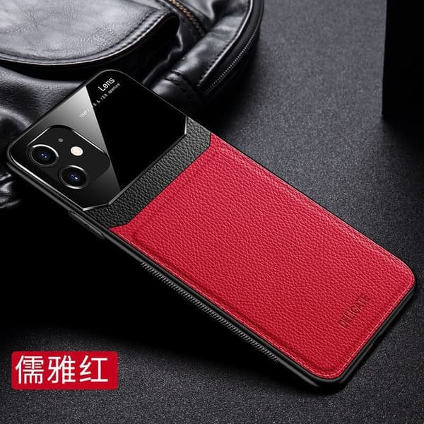 Etui til iPhone 13 Pro Max rød Pebbled lær Full-Body business