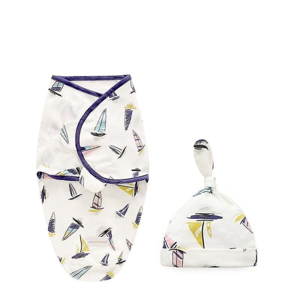 Baby + cap Cocoon Wrap bomullsspackelväska Sailing boat L