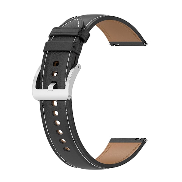Svart Svart 22mm Äkta Läderarmband kompatibelt med Xiaomi Watch 2