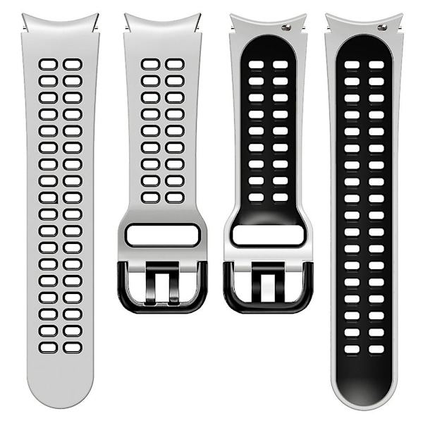 Hvid Sort Hvid Sort Silikone Urrem kompatibel med Samsung Galaxy Watch 4 44mm