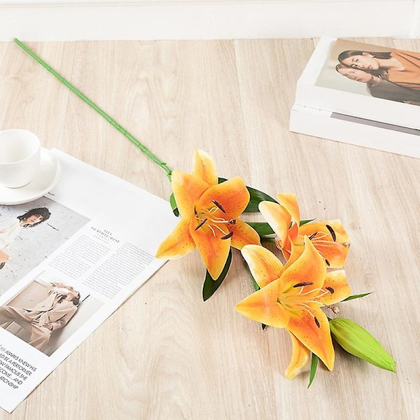 Kunstig Blomst Livagtig Anti-fade Falsk Silkeblomst Kunstige Liljeblomster Buket Til Hjemmet
