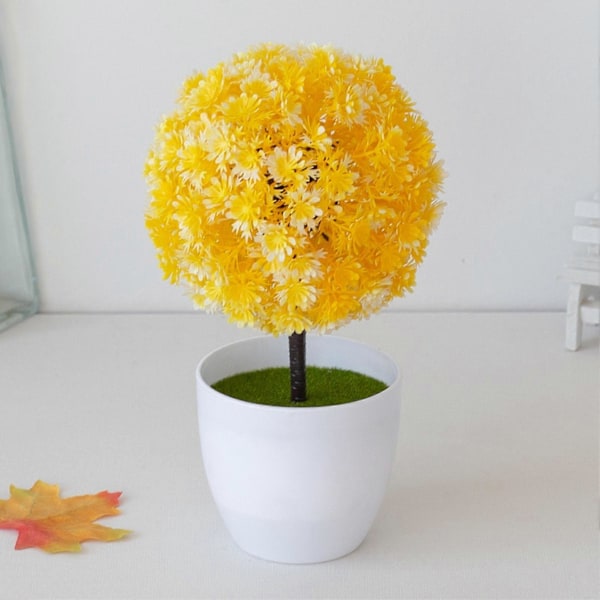 Konstgjord Bonsai Vivid Fräsch Färgstark Skrivbordskrukväxt Falsk Bonsai Kontorsinredning Orange