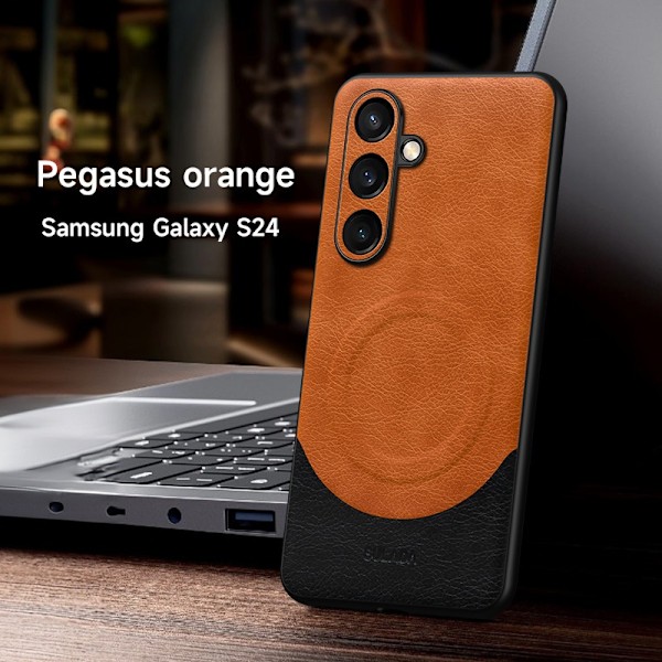 Etui til iPhone 15 Pro Max brun Nyd det imiterede koskind Magnetisk