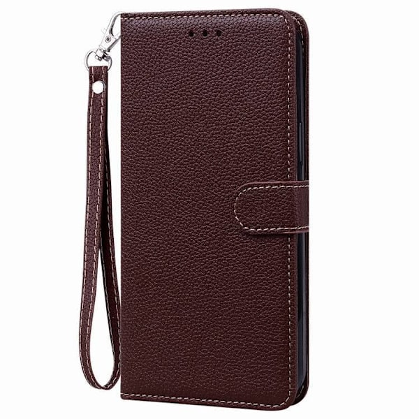 Etui til iPhone 14plus 6.7 kaffe Pebbled Plain Wallet med kortholder Flip