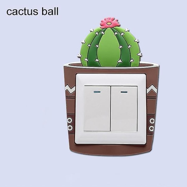 3d självhäftande självhäftande tecknad djurfågelströmbrytare Väggdekal cactus ball