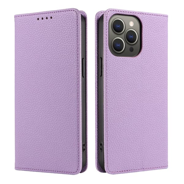Etui til iPhone 15 Pro 6.1 Lys lilla RFID-blokkerende flip