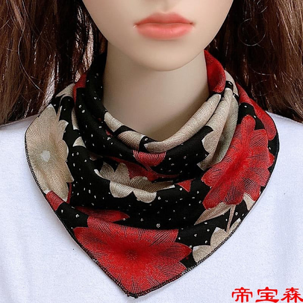 Dame falsk krage Avtakbar halv Silkeskjerf Klimaanlegg [One pack] add flowers on the neck
