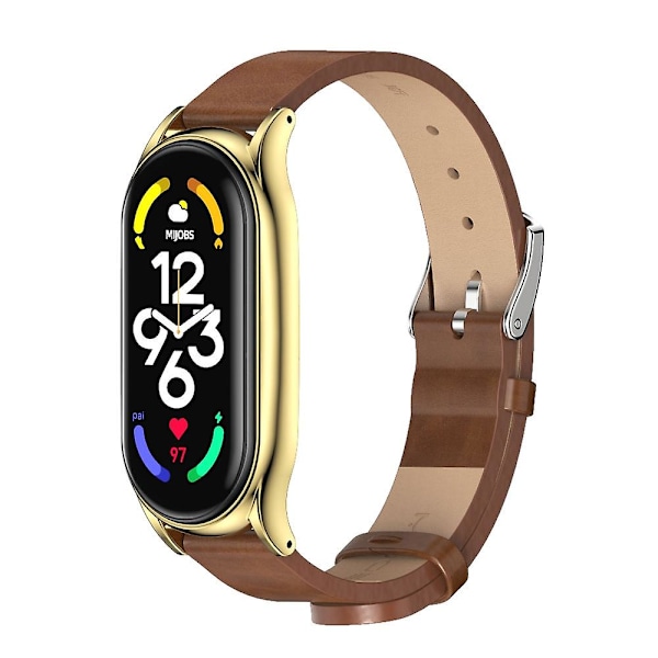 Brown Gold Brown Gold Mikrofiber Lær Klokkereim kompatibel med Xiaomi Mi Band 7 / 7 Nfc