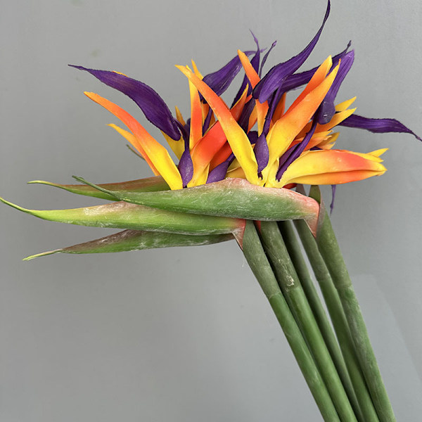 Stor, høykvalitets kunstig paradisfuglblomst for hjemmeinnredning og bryllupsrekvisitter Soft gel bird of paradise orange