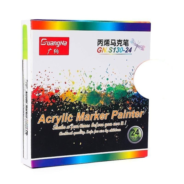 Akrylfärgsmarkör -penna för keramisk stenglasporslinsmugg 24 color set