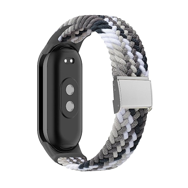 Farverig Sort Farverig Sort Nylon Flettet Stålspænde Urrem kompatibel med Xiaomi Mi Band 8