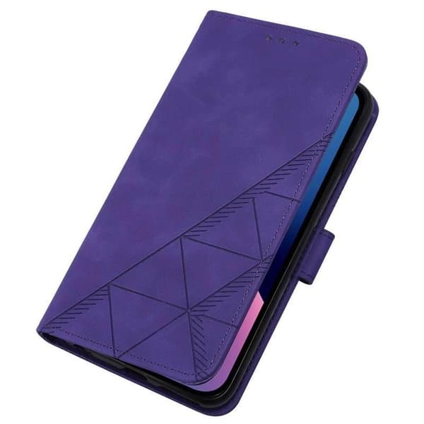 Etui til iPhone 13 mini Lilla business 3D Præget pung med kortholder Soft-Touch Mixed Media