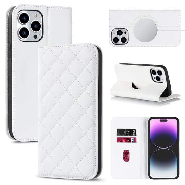 Fodral för iPhone 13pro 6.1 stöder trådlös laddning Vit Trådlösa Laddare Magnetisk Flip