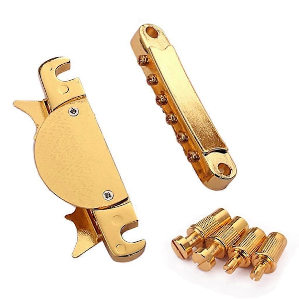 1 Sett Gitar Roller Bridge Elektrisk Gitar Bridge Deler Gullfarget