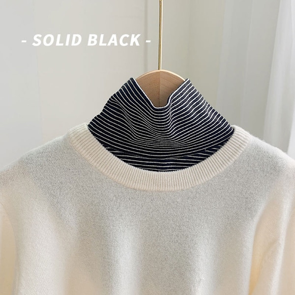 Dame falsk krage Avtakbar halv Avtakbar Høy Hals Inner Striped black