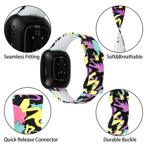 I I kompatibel med Fitbit Versa 3 Printet Urrem, Størrelse: l