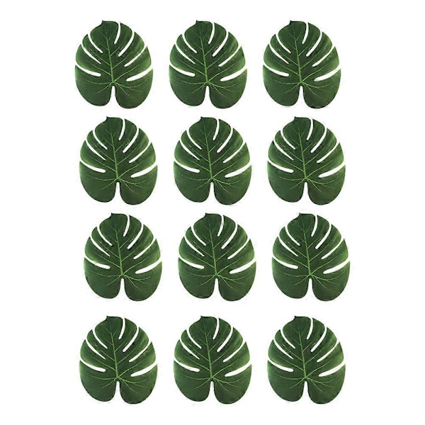 12 st Konstgjorda Monstera Bladformade Bordstabletter Tropiska Palmblad Festdekoration