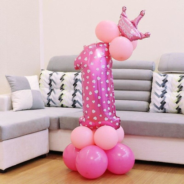 Söta nummer folieballonger för festdekorationer pink1