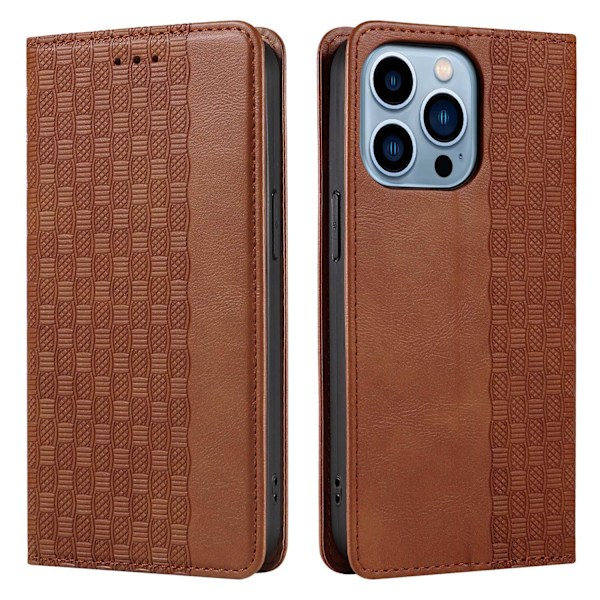 Etui til iPhone 15 Pro brun Flip stand