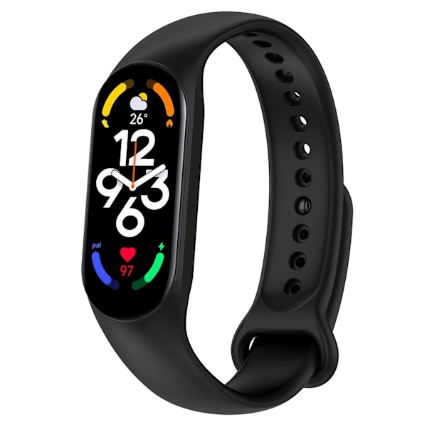 Sort Sort Silikone Urrem kompatibel med Xiaomi Mi Band 7 kompatibel med Xiaomi Mi Band 7 / 7nfc / 6 / 6 Nfc / 5 / 5 Nfc / Amazfit Band 5