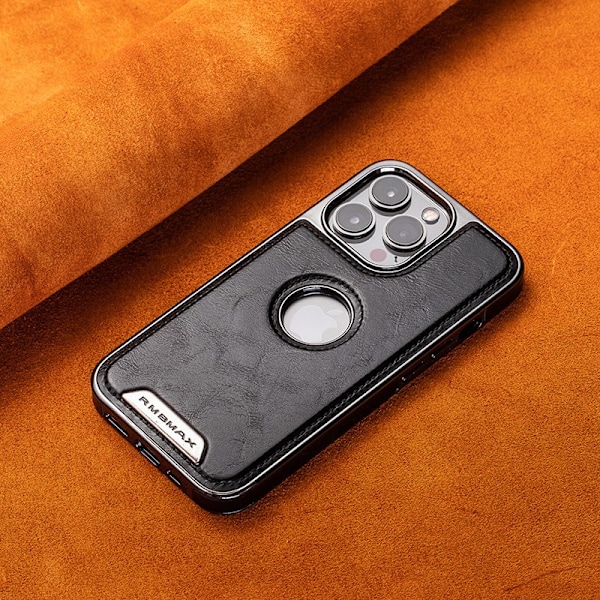 Etui til iPhone 13PRO MAX sort højkvalitets forretningslæder manglende etiket magnetisk galvanisering