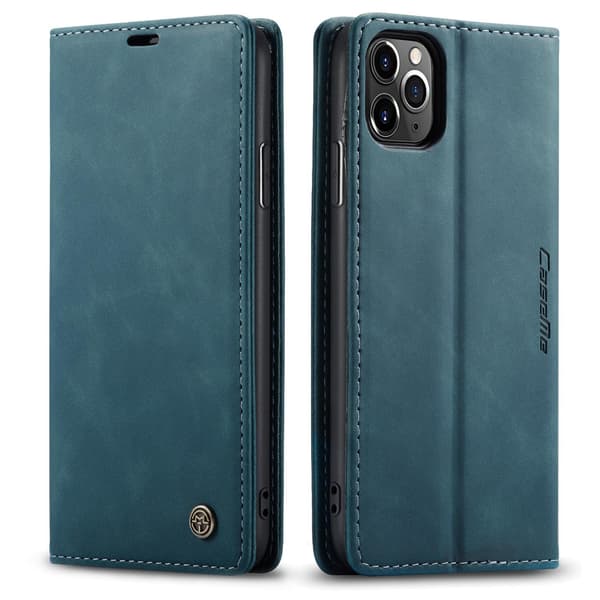Etui til iPhone 14 6.1 blå Lommebok med Kortholder Retro Flip