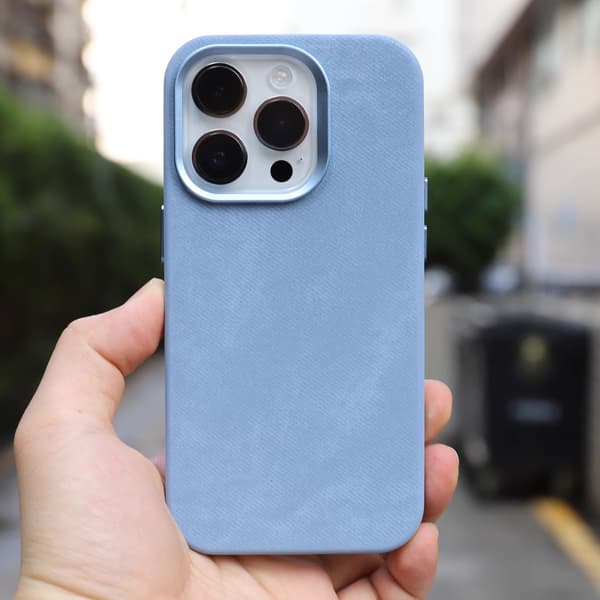 Etui til iPhone 14 Plus Far Peak Blue Full-Body læder Magnetisk flannel hårdt