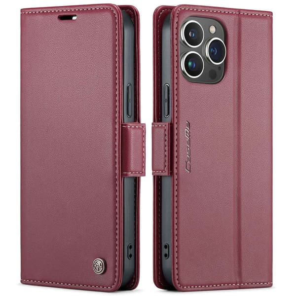 Etui til iPhone 13mini5.4 Claret RFID-Blokerende Flip