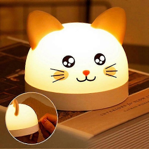 Lämplig för Söt Katt Väckarklocka för Barn med 3 Färger LED-Lampa Timer Snooze Uppladdningsbar Nattlampa Barn