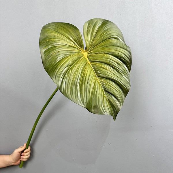Stor Taktil Monstera Blad Kunstig Grøn Planteindretning i Maillard Farveskema Small Philodendron Small Deep Grain