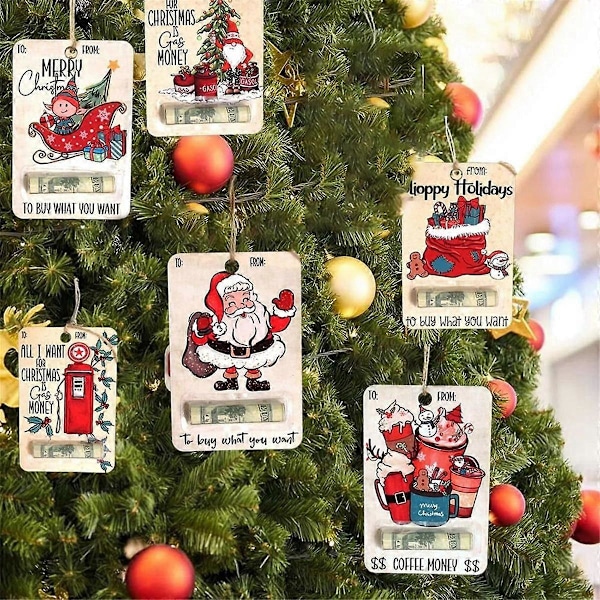 Julegave til lommebok, Håndlaget trelommebok Julelommebok Dekor Blessing Juletre P