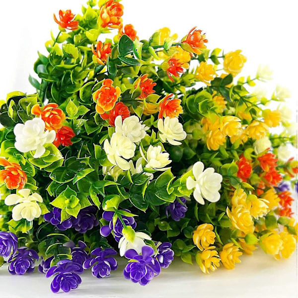 20 Bundter Udendørs Kunstige Blomster - UV-resistente Falske Planter til Hjemmehavedekoration (Farve)